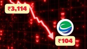 3,114 पर ट्रेड करता था ये स्टॉक, मात्र तीन साल में ही बुरी तरह गिरकर पहुंचा 104 रुपये; निवेशकों पर टूट पड़ा कहर 3,114 पर ट्रेड करता था ये स्टॉक, मात्र तीन साल में ही बुरी तरह गिरकर पहुंचा 104 रुपये; निवेशकों पर टूट पड़ा कहर