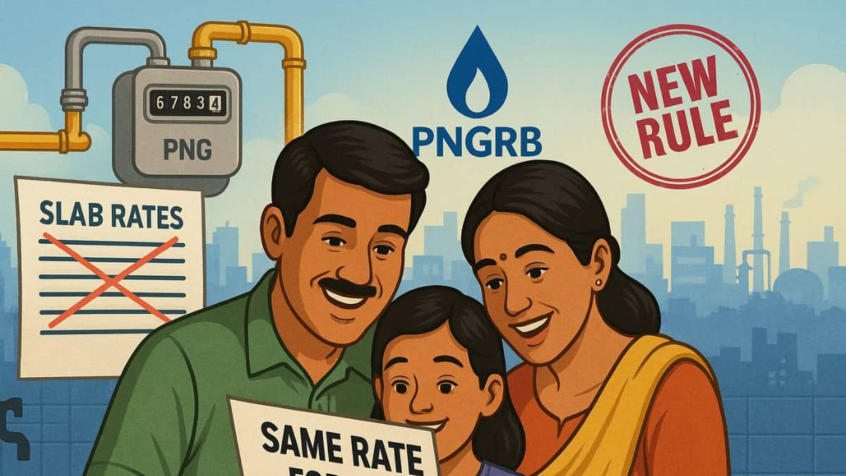 गैस कस्टमर को बड़ी राहत, अब PNG बिल में नहीं होगा स्लैब वाइज प्राइसिंग का झंझट; PNGRB का बड़ा फैसला गैस कस्टमर को बड़ी राहत, अब PNG बिल में नहीं होगा स्लैब वाइज प्राइसिंग का झंझट; PNGRB का बड़ा फैसला