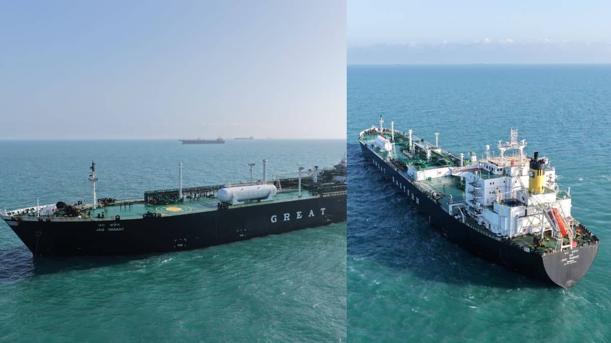 जियोपॉलिटिकल टेंशन के बीच भारत को मिली राहत, 47000 टन LPG लेकर वडिनार पहुंचा ‘जग वसंत’ टैंकर जियोपॉलिटिकल टेंशन के बीच भारत को मिली राहत, 47000 टन LPG लेकर वडिनार पहुंचा ‘जग वसंत’ टैंकर