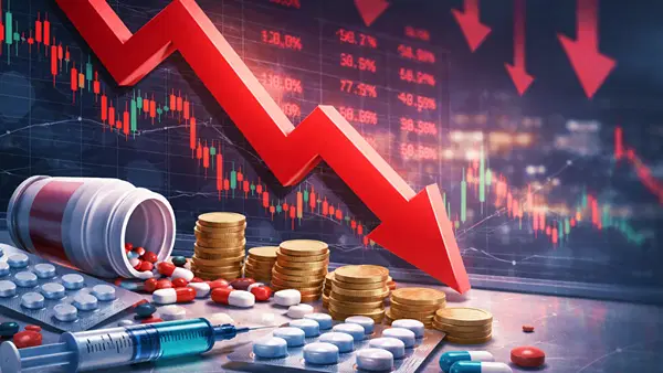 100% टैरिफ के डर से थर्राए फार्मा स्टॉक्स, 4 फीसदी तक टूटा Nifty Pharma, इन शेयरों में दिखी भारी गिरावट 100% टैरिफ के डर से थर्राए फार्मा स्टॉक्स, 4 फीसदी तक टूटा Nifty Pharma, इन शेयरों में दिखी भारी गिरावट