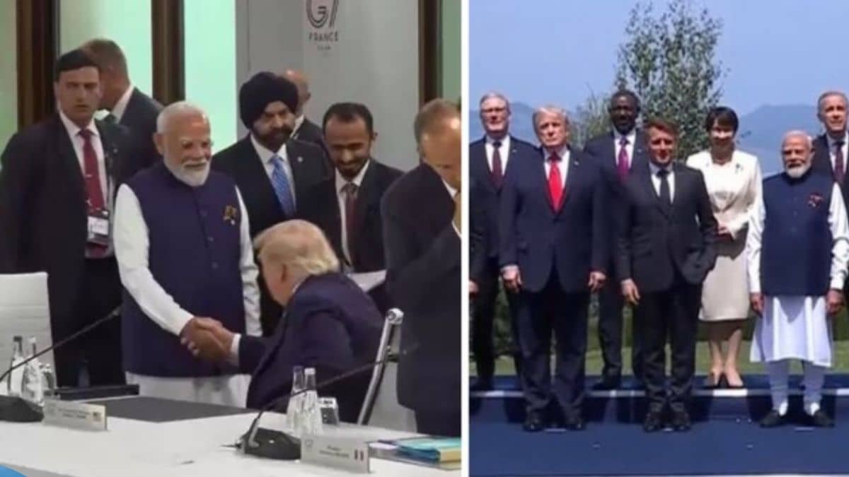 PM मोदी और डोनाल्ड ट्रंप ने मिलाया हाथ, फ्रांस में G7 समिट के दौरान हुई दोनों नेताओं की मुलाकात PM मोदी और डोनाल्ड ट्रंप ने मिलाया हाथ, फ्रांस में G7 समिट के दौरान हुई दोनों नेताओं की मुलाकात