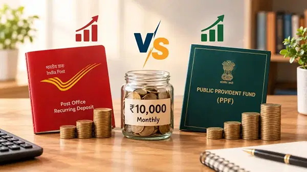 पोस्ट ऑफिस RD vs PPF: ₹10,000 महीने जमा करने पर कहां बनेगा ज्यादा पैसा? पोस्ट ऑफिस RD vs PPF: ₹10,000 महीने जमा करने पर कहां बनेगा ज्यादा पैसा?